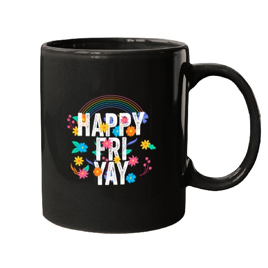 Happy FriYay Friday Lovers Fun Teacher TGIF Flower 2 Mugs