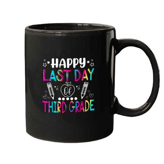 Happy Last Day Of Third Grade TieDye Teacher Students Kids Mugs