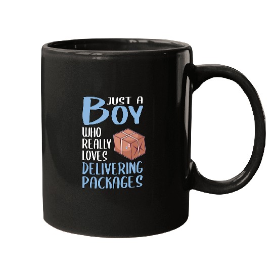 Mens Gift Just A Boy Who Really Loves Delivering Packages Mugs