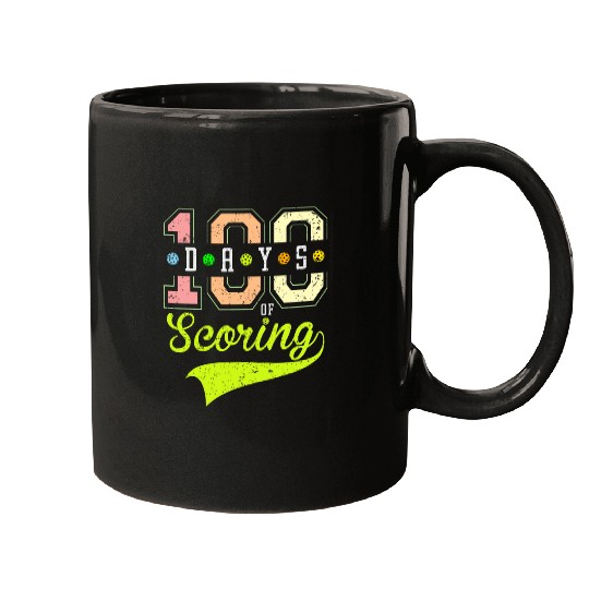 100 Days of School Pickleball Scoring Apparel Teacher Kids 1 Mugs