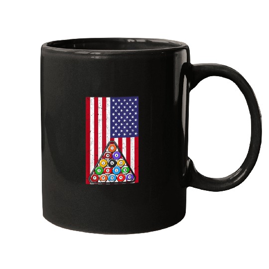 8 Ball American Flag Billard Player Mugs