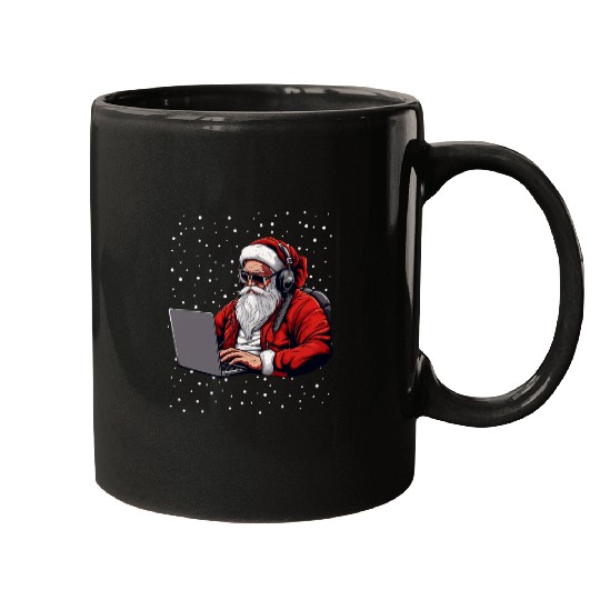 Santa In Front of Laptop Programmer Web Developer Christmas Mugs
