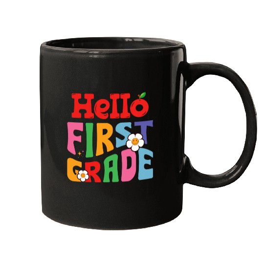 Hello First Grade Groovy Back to School Teacher Kids Mugs