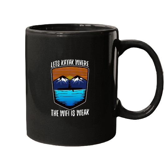 Kayak Boat River Paddle Wifi is Weak Hobby Adventure Nature Mugs
