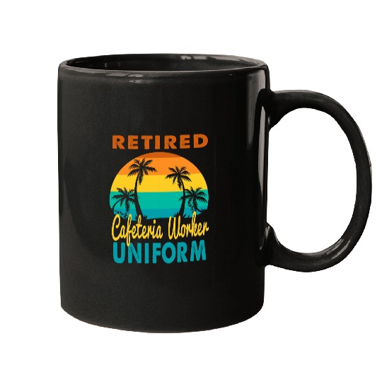 Retired Cafeteria Worker Uniform Tropical Island Retirement Mugs