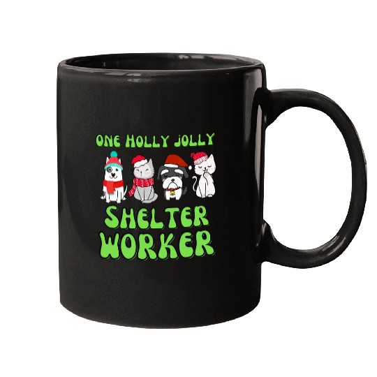 Animal shelter worker Christmas dog cat shelter rescue job Mugs