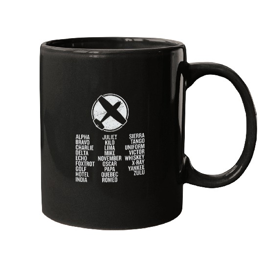 Military alphabet pilot aircraft radio sparks aviator Mugs