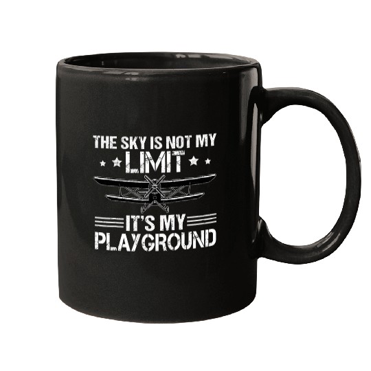 kmJ3 The Sky Is My Playground Funny Airplane Pilot Dad Mugs
