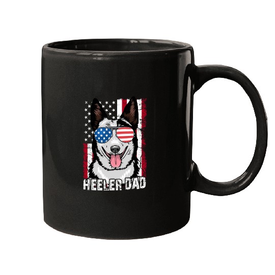 Heeler Dad Father Day Gift Australian Cattle Dog 4th of July Mugs