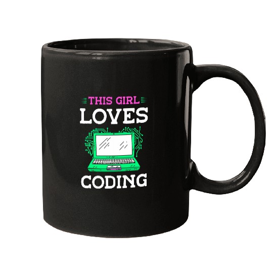 This Girl Loves Coding Code Sayings Programmer Coder Mugs