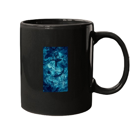 Abstract Nautical Blue Anchor Nautical Maritime 2 Mugs
