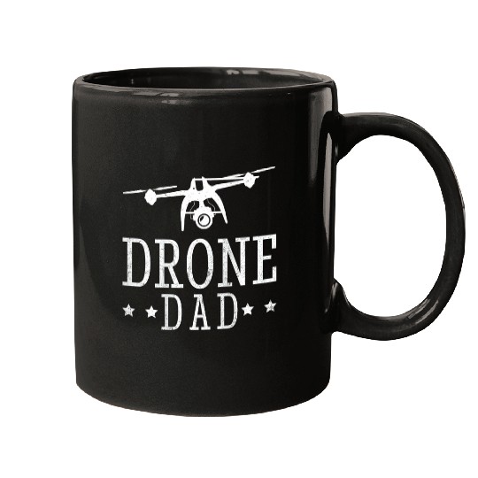 Drone Dad Drone Pilot Daddy Quadcopter Operator Art on Back Mugs