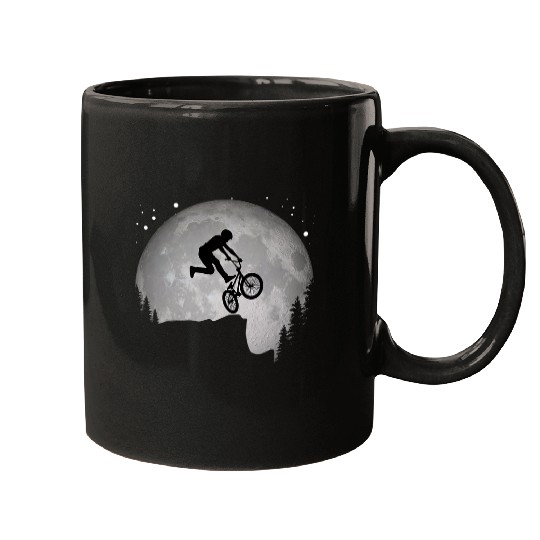 Funny BMX Bike Cliff Jump to the Moon vintages Retro Sunset Mugs