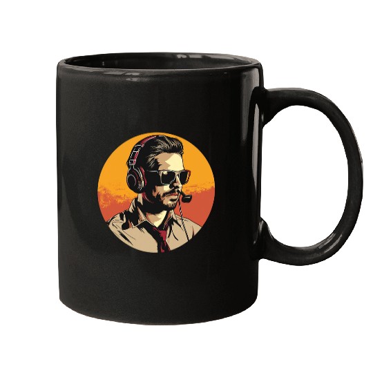 Cool guy with headset for call center worker Mugs
