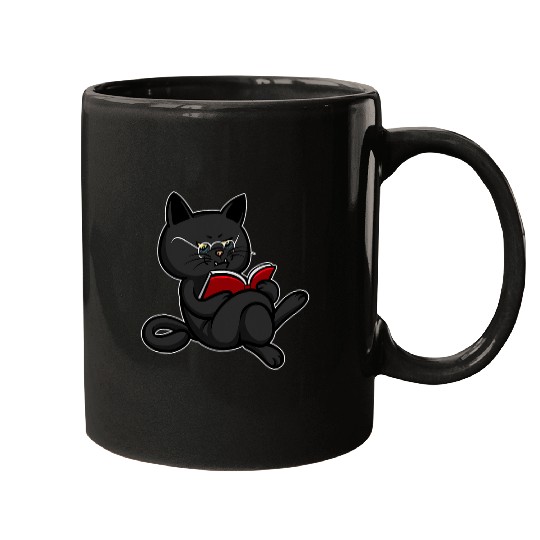 Grumpy Reading Cat Book Lovers Reading Book 1 Mugs