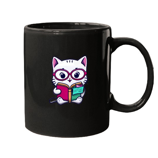Kawaii Cats Book Lover Cat 6 Mugs