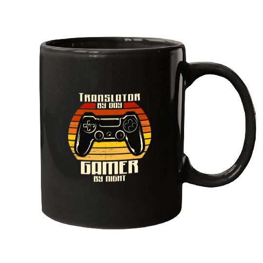 Translator by Day Gamer by Night Retro Gift Mugs