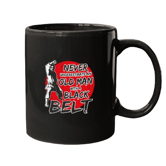 Mens Karate Old Man With a Black Belt Mugs