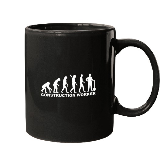 Evolution construction worker Mugs