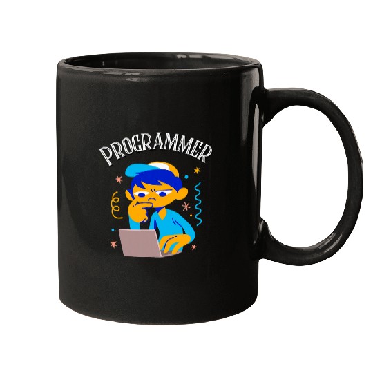 Boy on Computer Programmer Career Student Mugs
