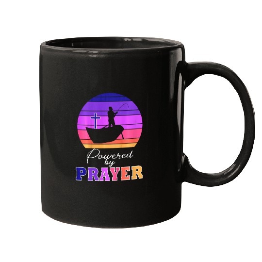 Kids Powered by Prayer Cool Disciple Fishing Christian Cross Mugs