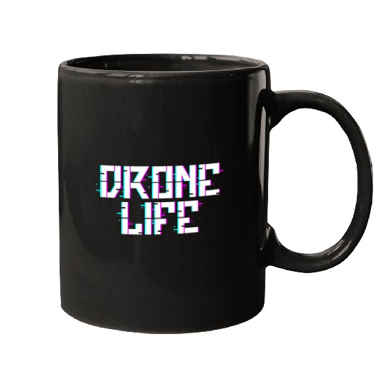 Drone Pilot Retro vintages 80S 90S Glitch Mugs
