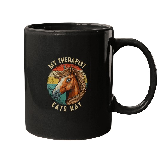 My Therapist Eats Hay Funny Equestrian Horse Lover Gifts 1 Mugs