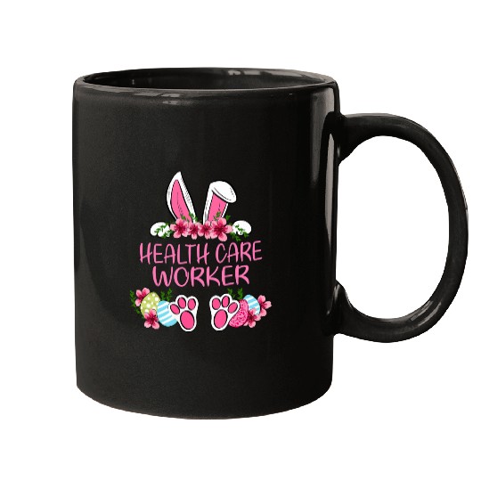 Cute Health Care Worker Rabbit Bunny Ears Happy Easter Eggs Mugs