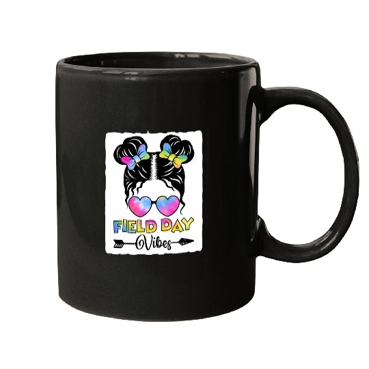 School Field Day Vibes Messy Bun Field Day 2024 Girls Kids Mugs