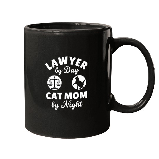 Law Women Justice Lawyer by Day Cat Mom by Night Mugs