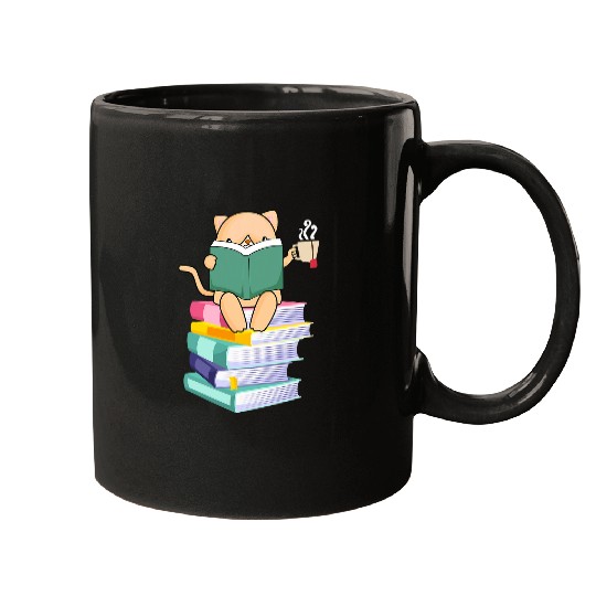 Kitten Tea Cat Owners Kitty Lover Meow Book Reader Mugs