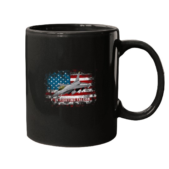 F16 Fighter Airplane US Flag F16 Pilot Veteran Mugs