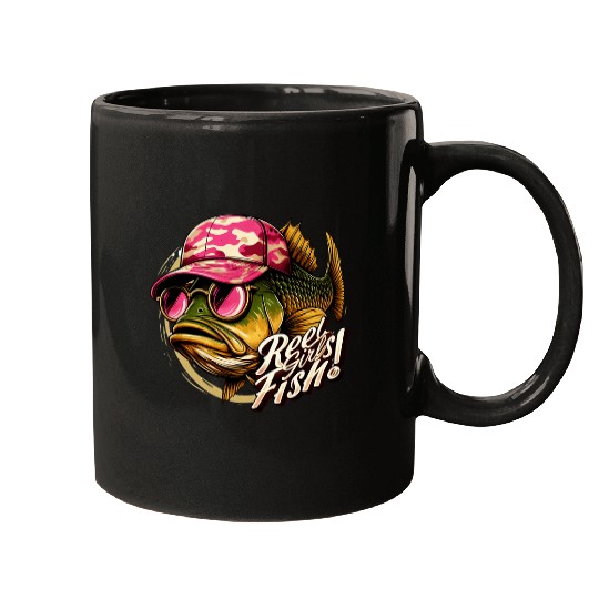 Women Bass Fish Camo Pink Trucker Hat Fishing Fisherman Girl Mugs