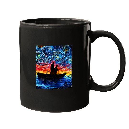 Father Son Fishing Trip Starry Night Boat Art by Aja Mugs