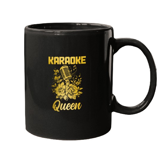Karaoke Queen Singer vintages Microphone Flowers Singing Girl 1 Mugs