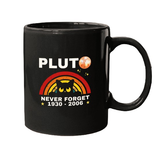 Planet Pluto Never Forget Retro Style CatLoving Scientist Mugs