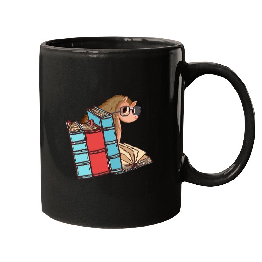 Hedgehog Book Reading 1 Mugs