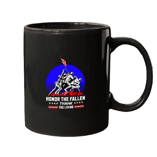 Honor The Fallen Thank The Living Military Memorial Day Flag Mugs