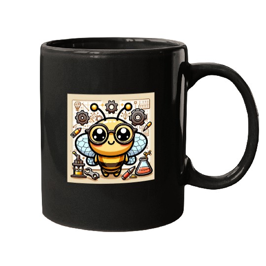 Kawaii Bee Scientist with Creative Tools Mugs