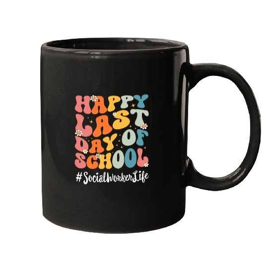 Retro Social Worker Life Happy Last Day Of School Teacher Mugs
