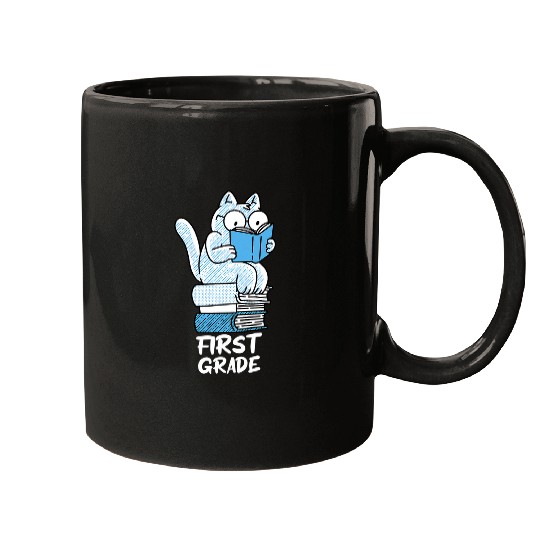 first grade cat book girls boys teacher team 1st grade squad Mugs
