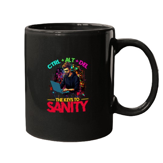 Programmer IT CtrlAltDel The Keys To Sanity Tech Support Mugs