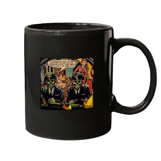 vintages Pilot Plane Crash Halloween Skeletons Mugs