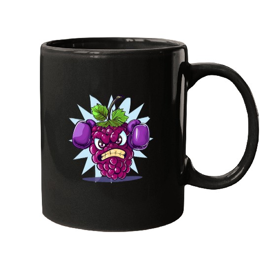 Angry Blackberry with punching gloves for sport fans Mugs