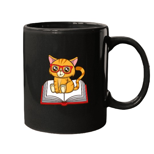 Funny Cat Book Club Reading Literature Mugs