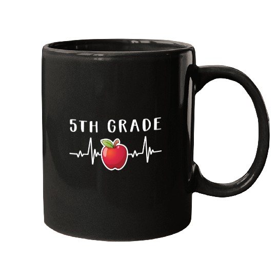 Fifth 5th Grade Heartbeat Apple Student Teacher Back School Mugs