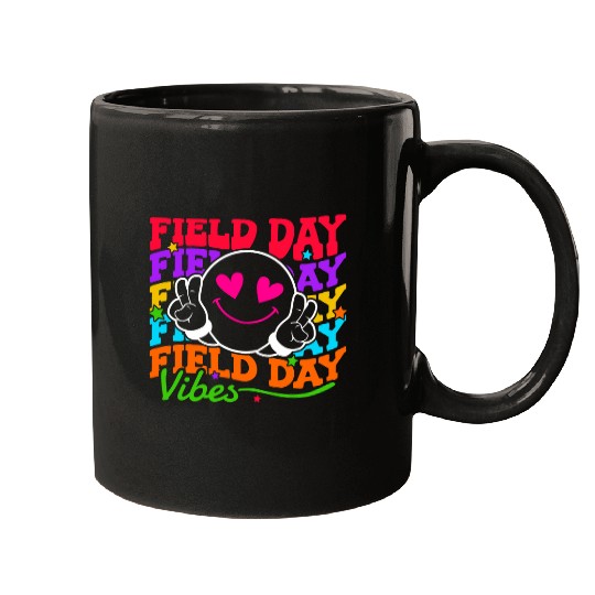 Field Day Vibes Teacher Student Kids School Outdoor Groovy Mugs