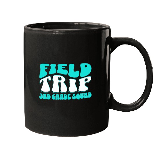 Field Trip Squad 3rd Grade Student Teacher Wavy Retro Groovy Mugs