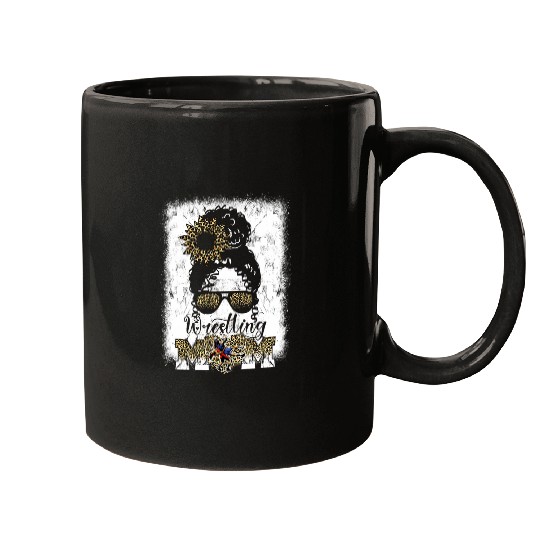 Women Wrestling Mom Bleached Leopard Wrestler Mothers Day Mugs