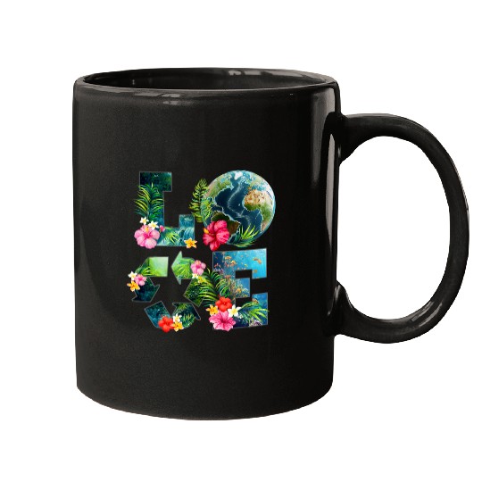 Love Earth Day Recycling Happy Earth Day 2024 Teacher Kids Mugs